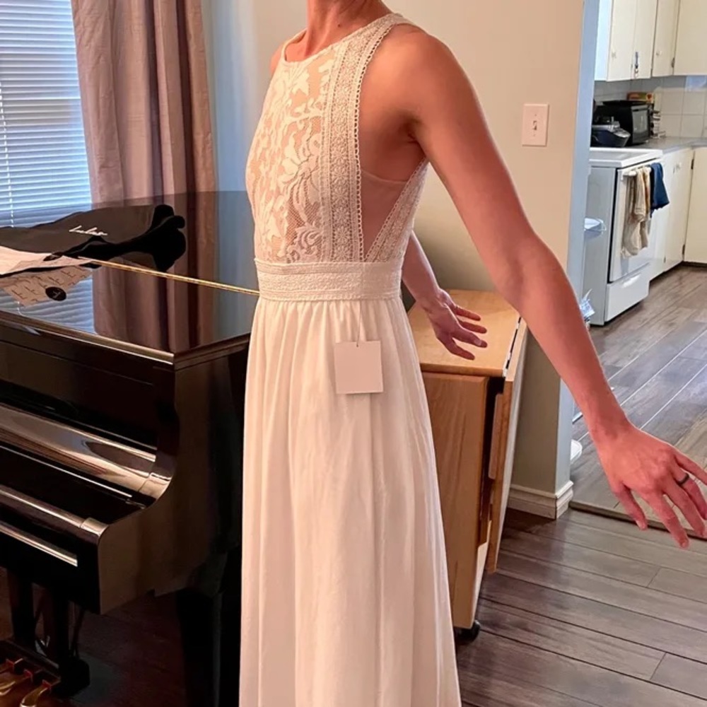 Forever and Always White Lace Maxi Dress - Picture 13 of 16